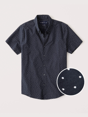 Short-sleeve Super Slim Button-up Shirt