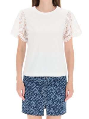 See By Chloé Lace Sleeve T-shirt