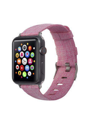 Insten Canvas Woven Fabric Band For Apple Watch 38mm 40mm All Series Se 6 5 4 3 2 1, For Women Girls Replacement Strap, Rose Red