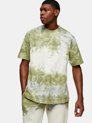 Khaki And Ecru Tie Dye Sweatpants