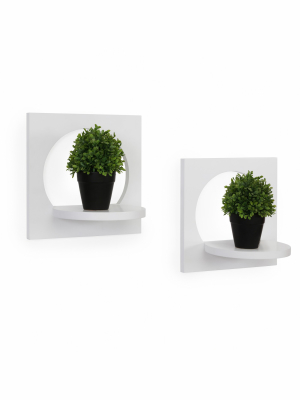 11.6" X 7.7" 2pc Round Silhouette Shelf Set White - Danya B.