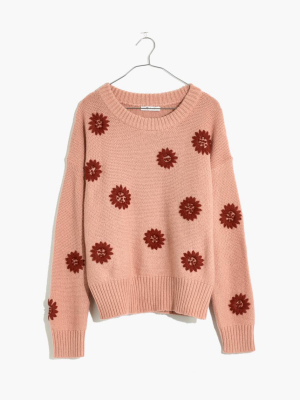 Flower Embroidered Pullover Sweater