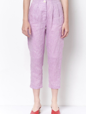 Sheila Pleated Carrot Pant- Linen