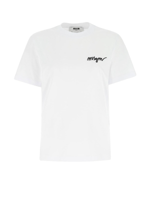 Msgm Logo Embroidered T-shirt