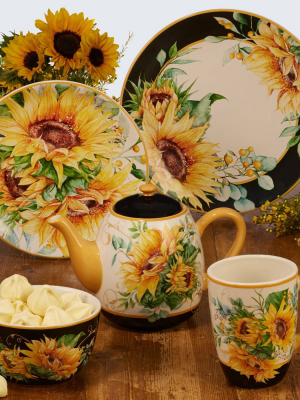 18oz 4pk Earthenware Sunflower Fields Mugs - Certified International