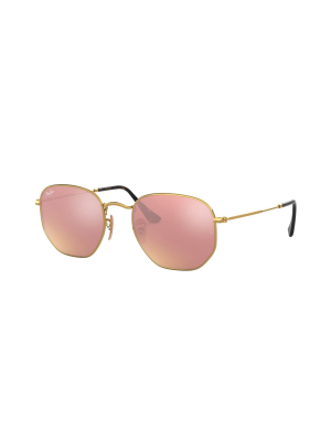 Ray-ban Rb3548n 001/z2 Unisex Irregular Lifestyle Sunglasses Gold