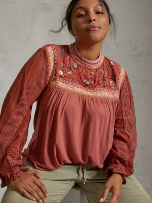 Myona Embroidered Shimmer Top