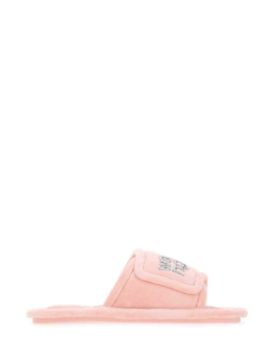 Alexander Wang Iana Padded Velour Crystal Logo Slippers