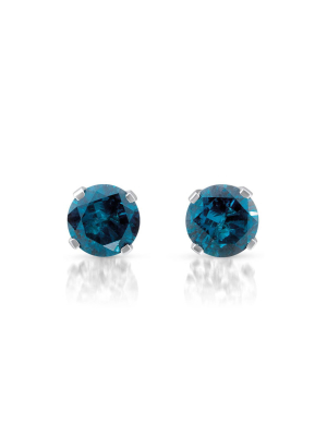 Pompeii3 3/8ct Blue Diamond Studs 10k White Gold