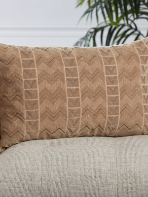 Janco Chevron Pillow In Beige & Gray