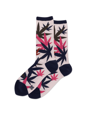 Women's Weed Leaf Crew Socks