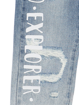 Monnalisa Distressed Slogan Print Jeans