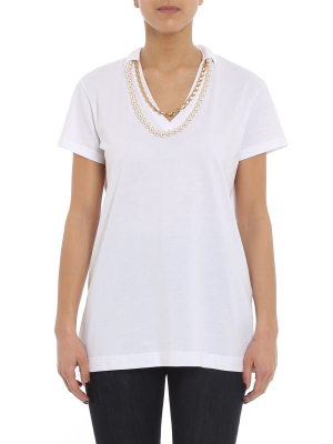 Dolce & Gabbana Necklace Embellished Neckline T-shirt