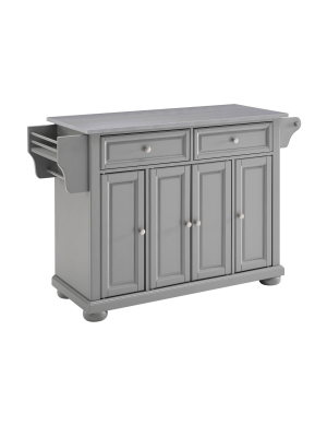 Alexandria Kitchen Island With Stainless Steel Top Vintage Gray - Crosley