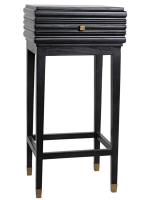 Kitame Side Table W/ Drawer In Charcoal Black