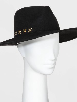Women's Wide Brim Felt Fedora Hat - Universal Thread™ Black One Size