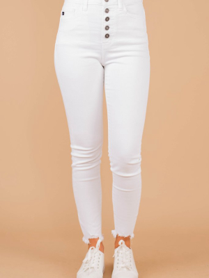 Kancan: Going Up White High Waist Skinny Jeans