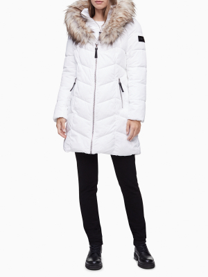 Heavyweight Zip Faux Fur Hooded Puffer Jacket