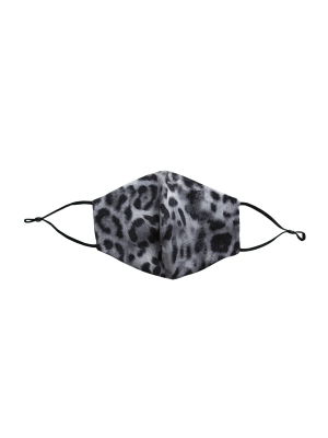 Adjustable 100% Silk Face Mask In Snow Leopard