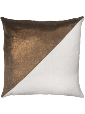 Lux Copper And Slubby Linen Bone Pillow