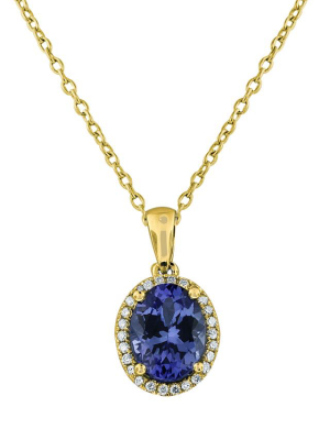 14k Yellow Gold Tanzanite And Diamond Pendant, 2.13 Tcw