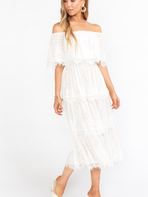 Lana Midi Dress ~ White Lace