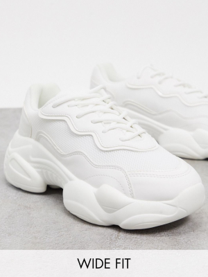 Asos Design Wide Fit Divine Chunky Sneakers In White