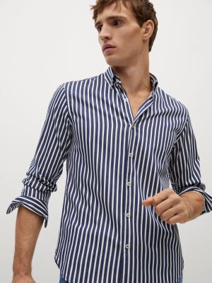 Slim Fit Striped Cotton Shirt