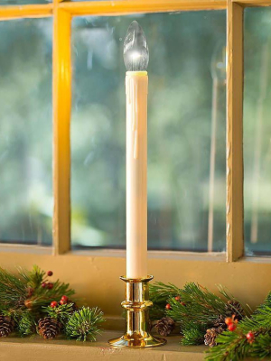 Plow & Hearth - Adjustable Height Window Candle With Auto Timer And Metal Base