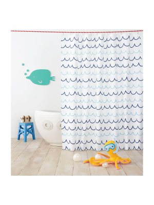 Wave Blue Shower Curtain - Pillowfort™