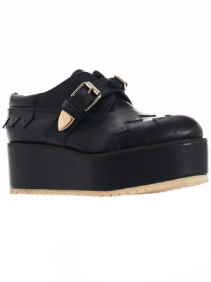 Buckled Wingtip Brothel Creepers (klf-1605 Black)