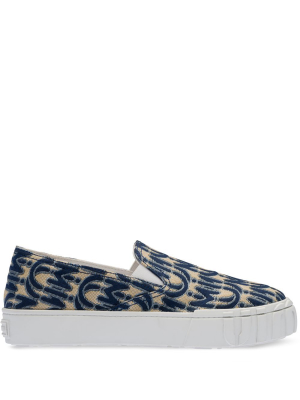 Miu Miu Logo Jacquard Slip-on Sneakers