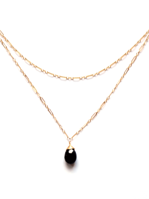 Choker Wrap Gemstone Necklace - Black Spinel