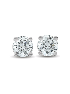 Pompeii3 1/2ct Round Brilliant Cut Diamond Stud Earrings In 14k Gold Classic Setting