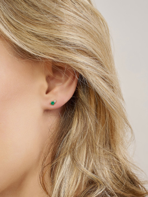 Ayda Studs | Emerald & White Diamond