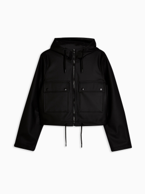 Black Cropped Rain Jacket