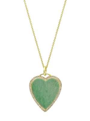 Heart Pendant Necklace - Green Turquoise