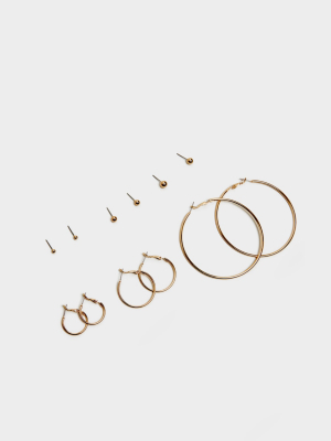 Gold Multi Pack Stud And Hoop Earrings