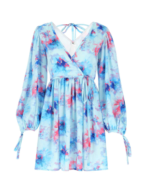 Msgm Floral Watercolour Printed Mini Dress