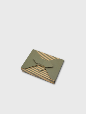 Reusable Japanese Furoshiki Gift Box – Green Stripes
