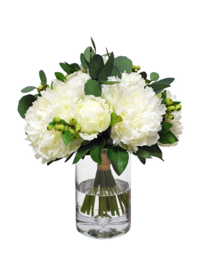 Peony Bouquet In Glass Vase