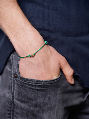 Men's Green String Bracelet With Gold