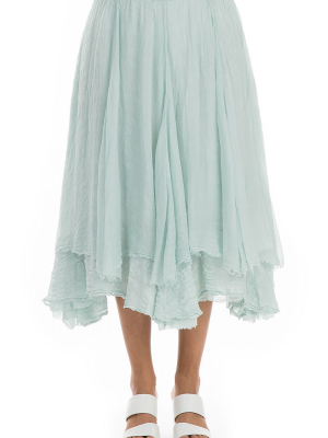 Flared Aqua Breeze Silk Chiffon Skirt