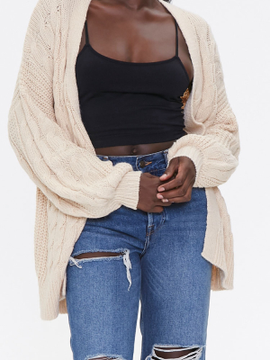 Cable Knit Open-front Cardigan