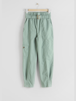 Cotton Paperbag Waist Trousers