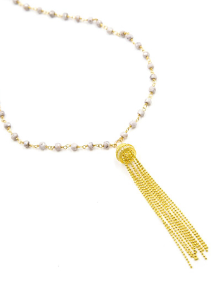 Gold Burlesque Tassel Choker Necklace, Silverite