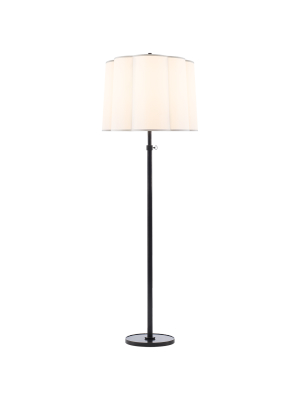 Simple Floor Lamp In Various Colors With Silk Scalloped Shade