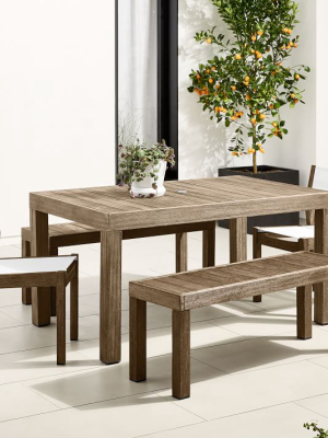 Portside Outdoor 58.5" Dining Table, 2 Benches & 2 Textilene Chairs Set