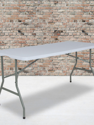 Flash Furniture 4.97-foot Bi-fold Granite White Plastic Folding Table