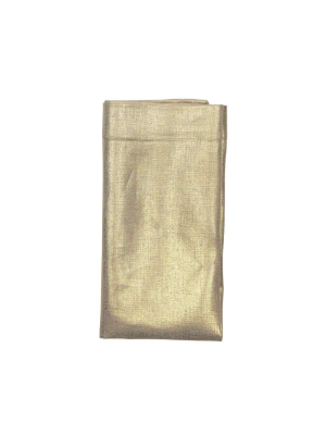 Kim Seybert Metallic Linen Napkin In Natural & Gold - Set Of 4